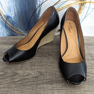 Black Espadrille Wedge Heels